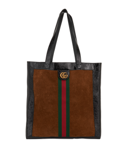 Large Vertical Tote, Suede, Brown, 519335, DB/P, 2*